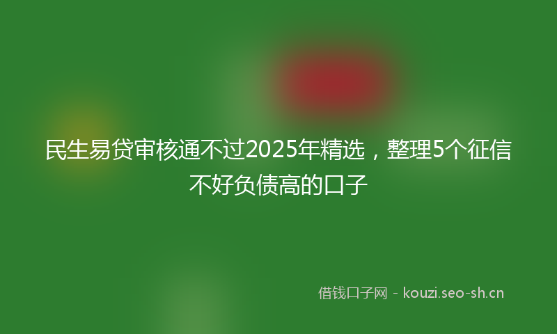 民生易贷审核通不过2025年精选，整理5个征信不好负债高的口子