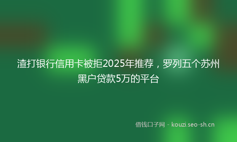 渣打银行信用卡被拒2025年推荐，罗列五个苏州黑户贷款5万的平台