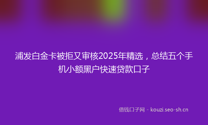 浦发白金卡被拒又审核2025年精选，总结五个手机小额黑户快速贷款口子