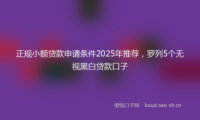 正规小额贷款申请条件2025年推荐，罗列5个无视黑白贷款口子