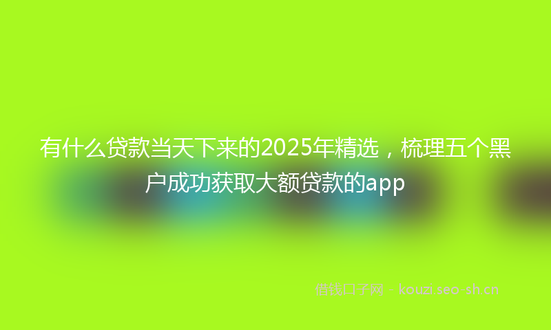 有什么贷款当天下来的2025年精选，梳理五个黑户成功获取大额贷款的app