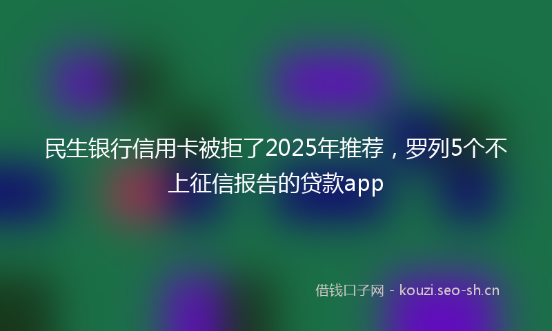 民生银行信用卡被拒了2025年推荐，罗列5个不上征信报告的贷款app
