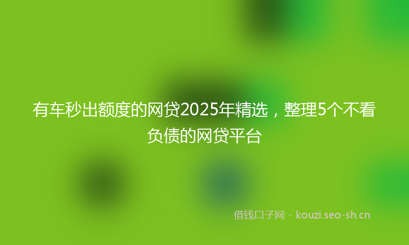 有车秒出额度的网贷2025年精选，整理5个不看负债的网贷平台