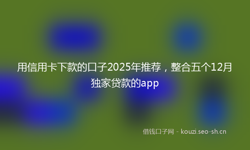 用信用卡下款的口子2025年推荐，整合五个12月独家贷款的app