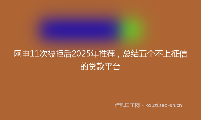 网申11次被拒后2025年推荐，总结五个不上征信的贷款平台