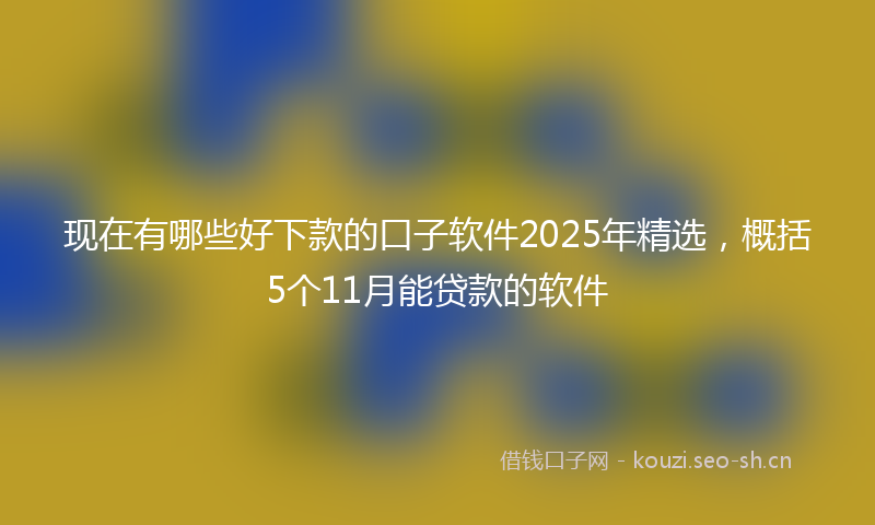 现在有哪些好下款的口子软件2025年精选，概括5个11月能贷款的软件
