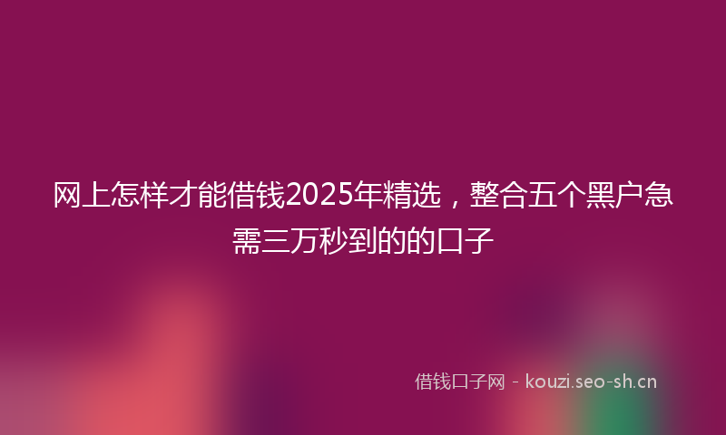 网上怎样才能借钱2025年精选，整合五个黑户急需三万秒到的的口子