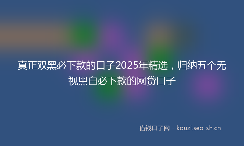 真正双黑必下款的口子2025年精选，归纳五个无视黑白必下款的网贷口子