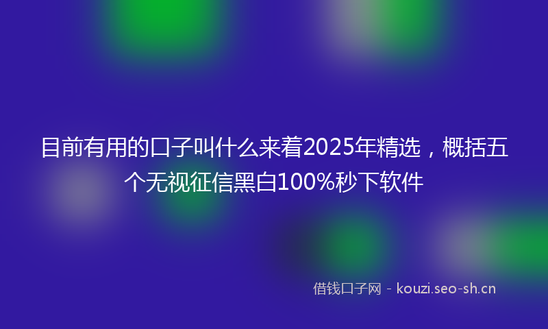 目前有用的口子叫什么来着2025年精选，概括五个无视征信黑白100%秒下软件