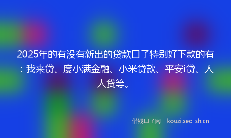 2025年的有没有新出的贷款口子特别好下款的有：我来贷、度小满金融、小米贷款、平安i贷、人人贷等。