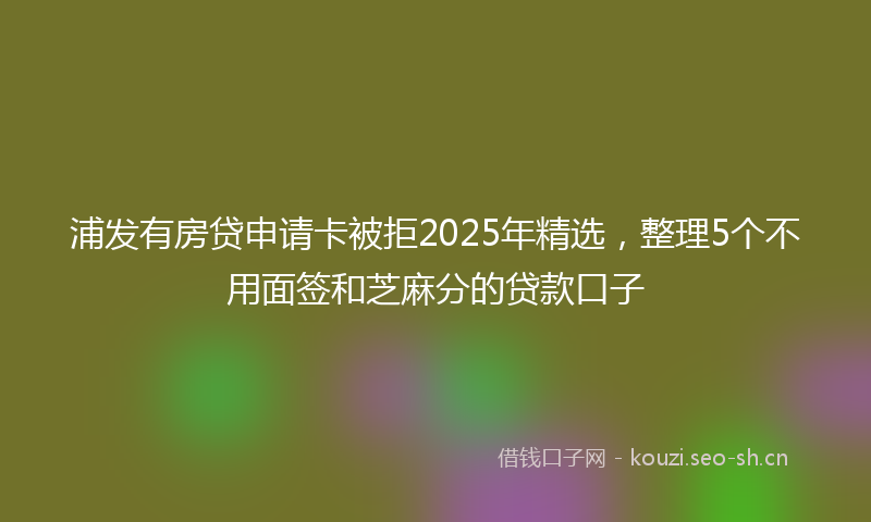 浦发有房贷申请卡被拒2025年精选，整理5个不用面签和芝麻分的贷款口子