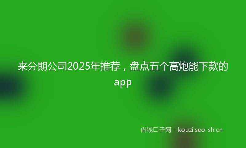 来分期公司2025年推荐，盘点五个高炮能下款的app