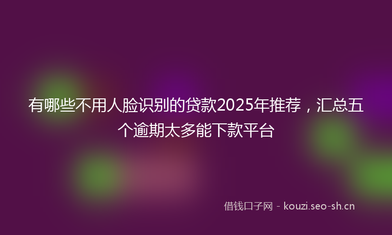 有哪些不用人脸识别的贷款2025年推荐，汇总五个逾期太多能下款平台