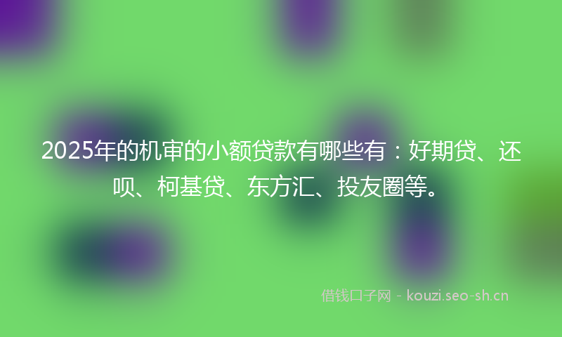 2025年的机审的小额贷款有哪些有：好期贷、还呗、柯基贷、东方汇、投友圈等。