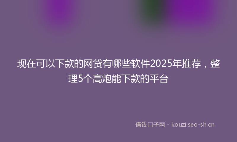 现在可以下款的网贷有哪些软件2025年推荐，整理5个高炮能下款的平台