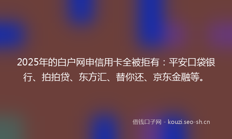 2025年的白户网申信用卡全被拒有：平安口袋银行、拍拍贷、东方汇、替你还、京东金融等。