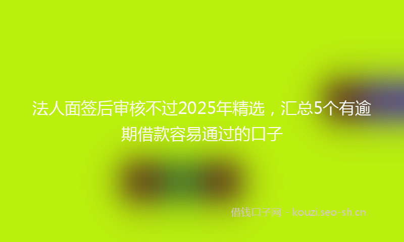 法人面签后审核不过2025年精选，汇总5个有逾期借款容易通过的口子