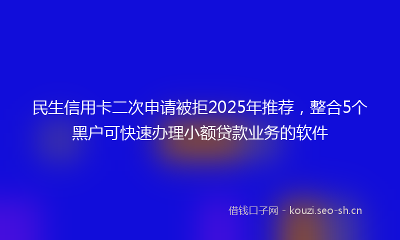 民生信用卡二次申请被拒2025年推荐，整合5个黑户可快速办理小额贷款业务的软件