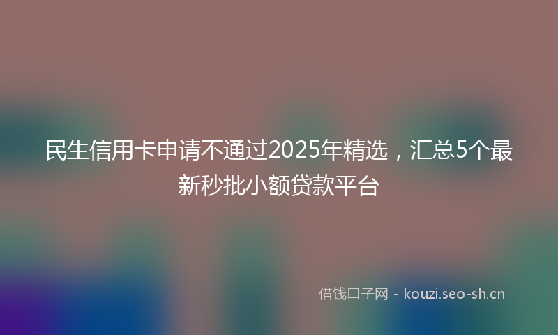 民生信用卡申请不通过2025年精选，汇总5个最新秒批小额贷款平台