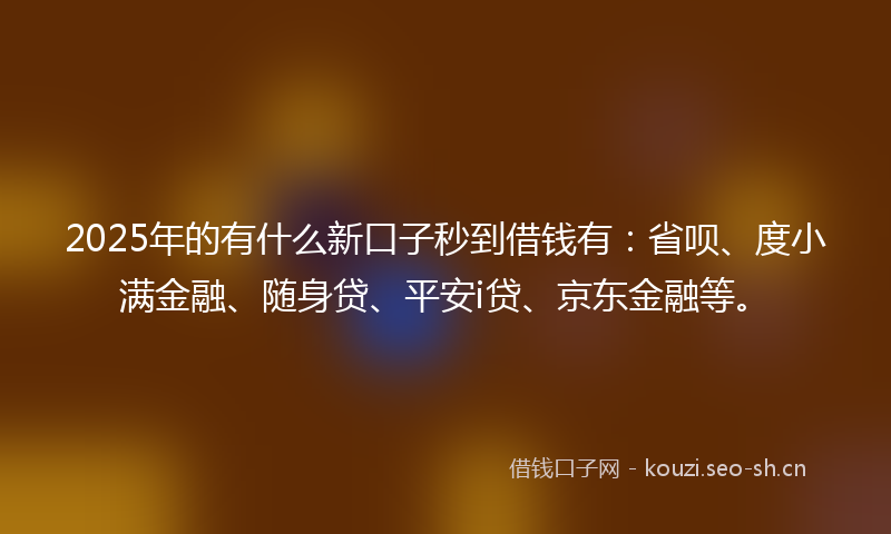 2025年的有什么新口子秒到借钱有：省呗、度小满金融、随身贷、平安i贷、京东金融等。