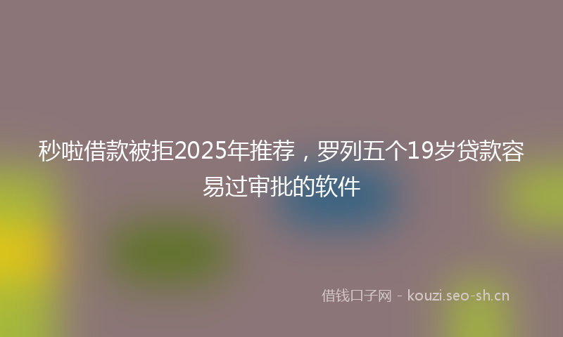 秒啦借款被拒2025年推荐，罗列五个19岁贷款容易过审批的软件
