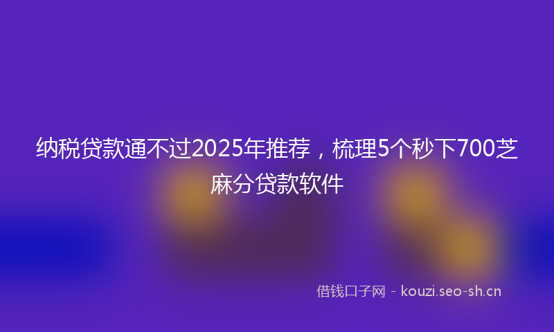 纳税贷款通不过2025年推荐，梳理5个秒下700芝麻分贷款软件