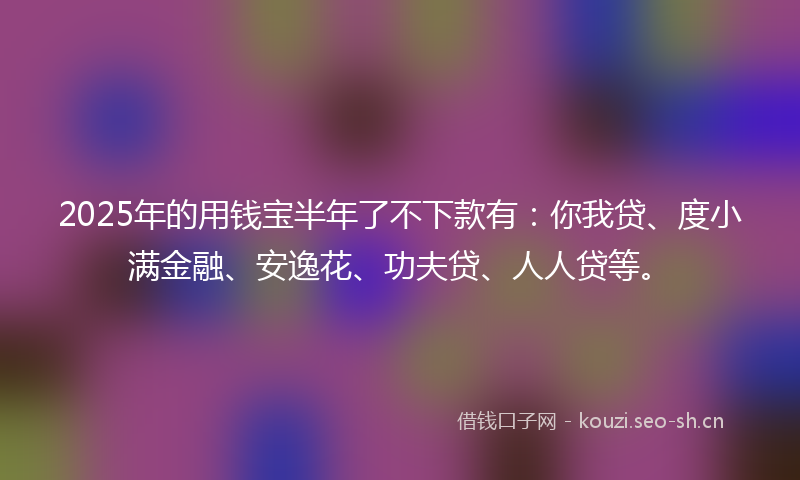 2025年的用钱宝半年了不下款有：你我贷、度小满金融、安逸花、功夫贷、人人贷等。