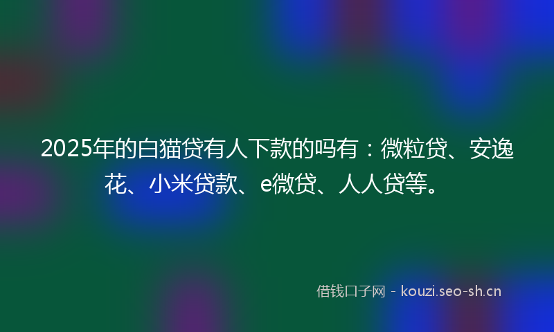 2025年的白猫贷有人下款的吗有：微粒贷、安逸花、小米贷款、e微贷、人人贷等。
