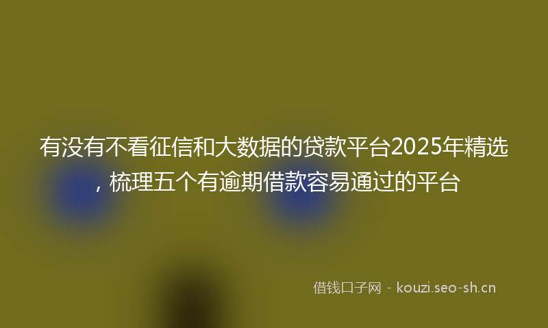 有没有不看征信和大数据的贷款平台2025年精选，梳理五个有逾期借款容易通过的平台