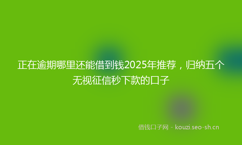 正在逾期哪里还能借到钱2025年推荐，归纳五个无视征信秒下款的口子