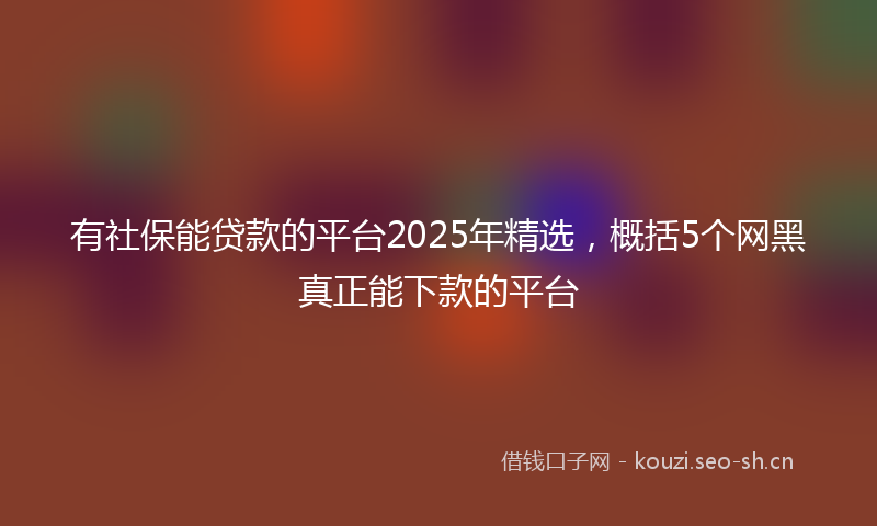 有社保能贷款的平台2025年精选，概括5个网黑真正能下款的平台