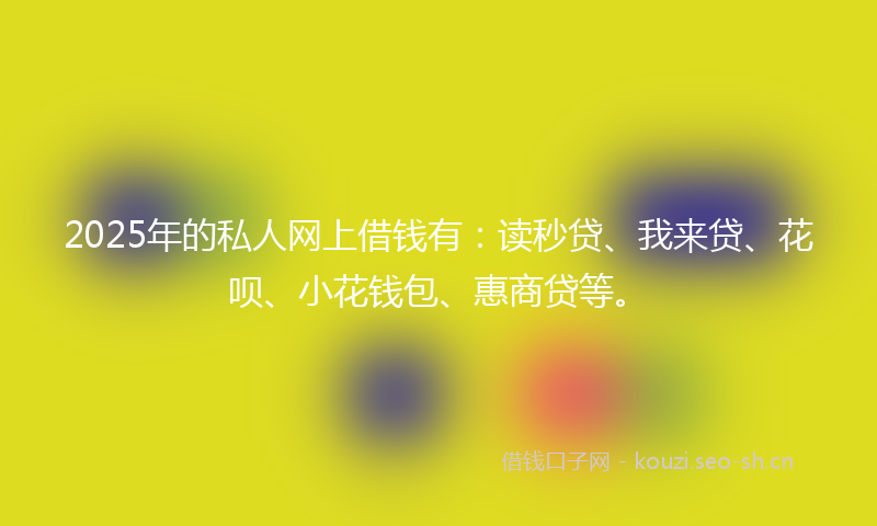 2025年的私人网上借钱有：读秒贷、我来贷、花呗、小花钱包、惠商贷等。