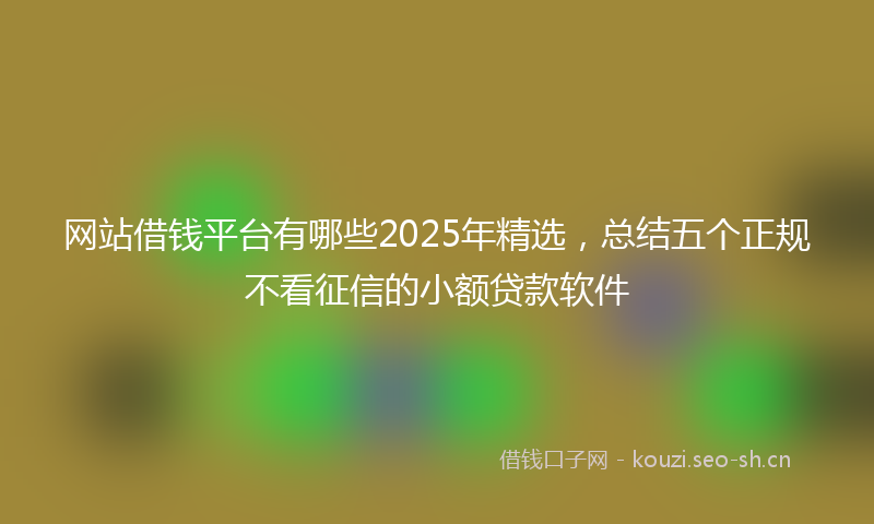 网站借钱平台有哪些2025年精选，总结五个正规不看征信的小额贷款软件