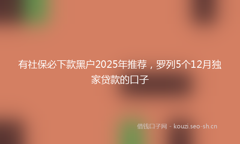 有社保必下款黑户2025年推荐，罗列5个12月独家贷款的口子