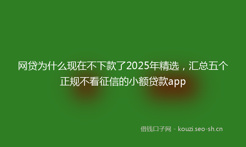 网贷为什么现在不下款了2025年精选，汇总五个正规不看征信的小额贷款app