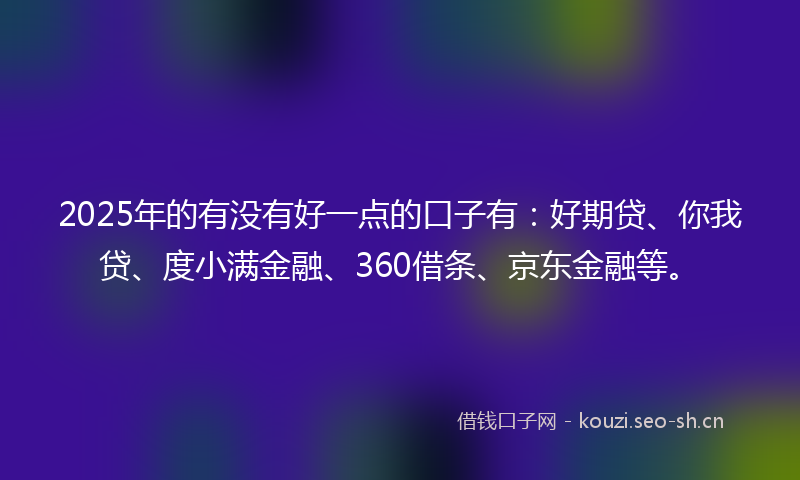 2025年的有没有好一点的口子有：好期贷、你我贷、度小满金融、360借条、京东金融等。