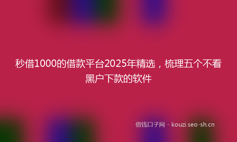 秒借1000的借款平台2025年精选，梳理五个不看黑户下款的软件