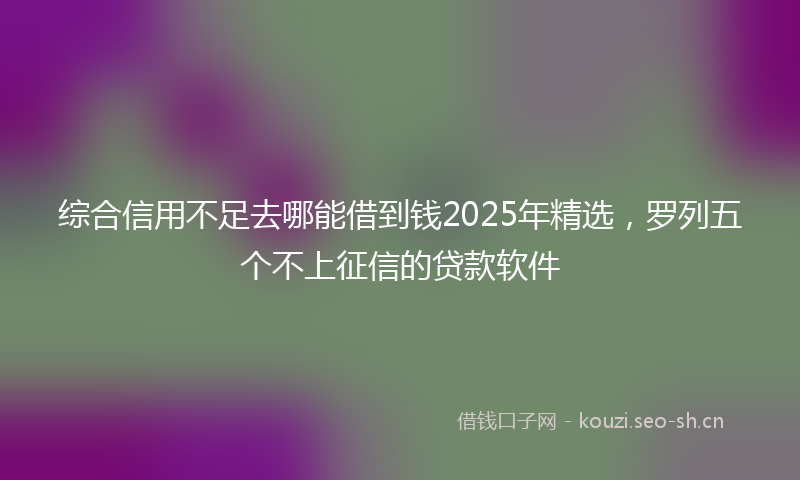 综合信用不足去哪能借到钱2025年精选，罗列五个不上征信的贷款软件