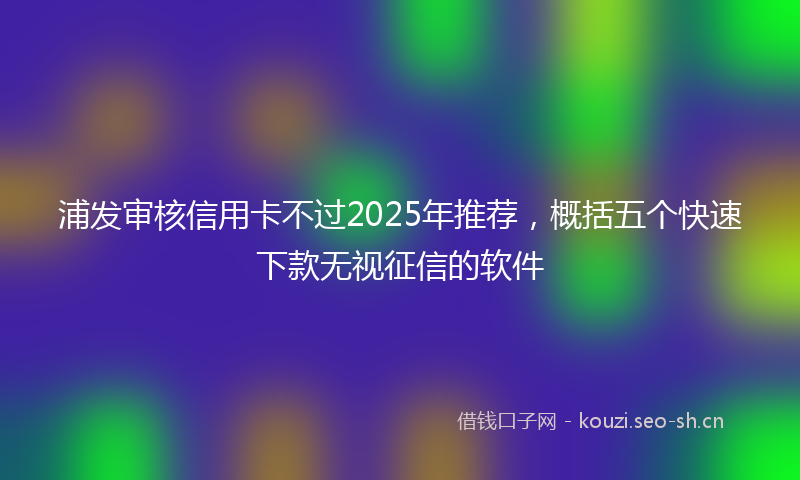 浦发审核信用卡不过2025年推荐，概括五个快速下款无视征信的软件