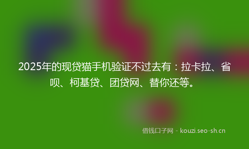 2025年的现贷猫手机验证不过去有：拉卡拉、省呗、柯基贷、团贷网、替你还等。