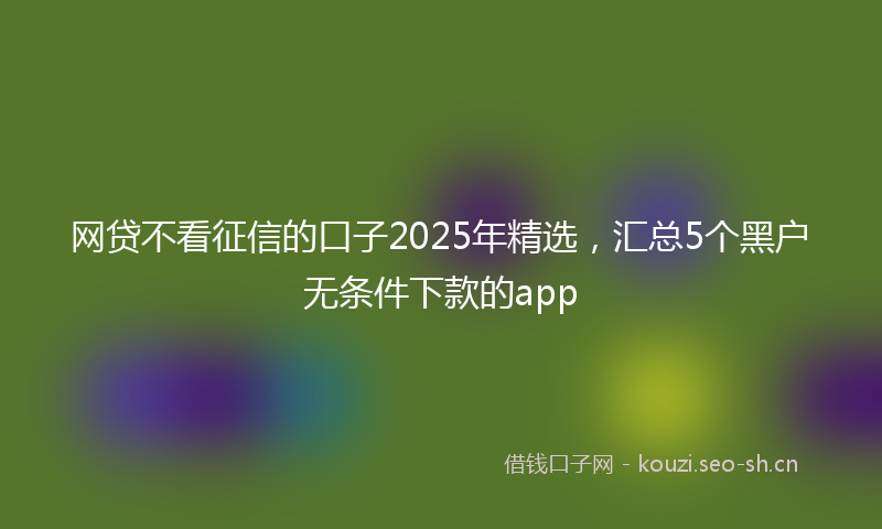 网贷不看征信的口子2025年精选，汇总5个黑户无条件下款的app