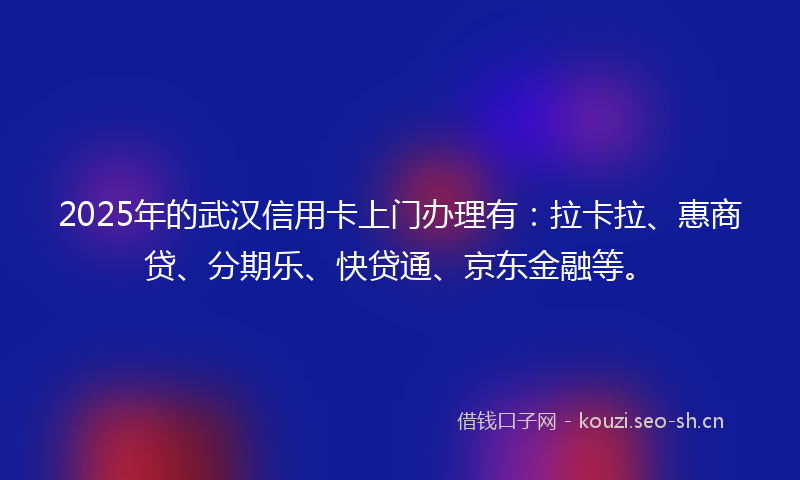 2025年的武汉信用卡上门办理有：拉卡拉、惠商贷、分期乐、快贷通、京东金融等。