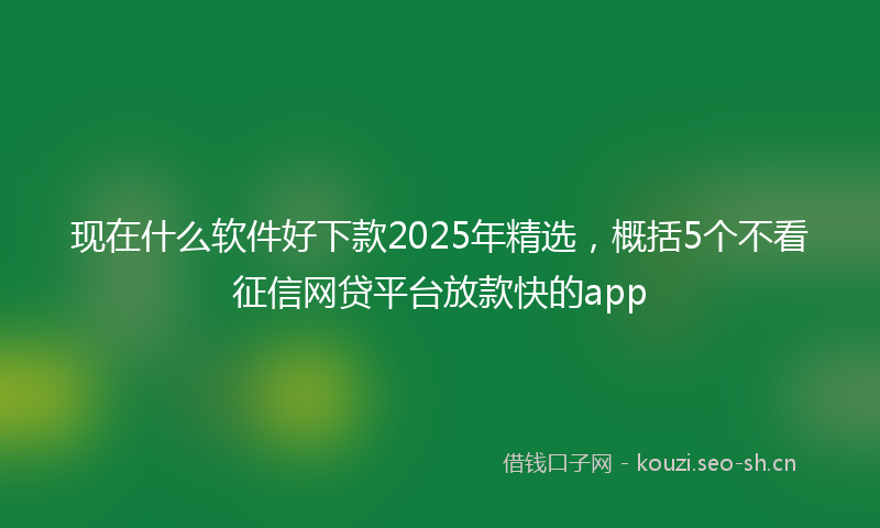 现在什么软件好下款2025年精选，概括5个不看征信网贷平台放款快的app