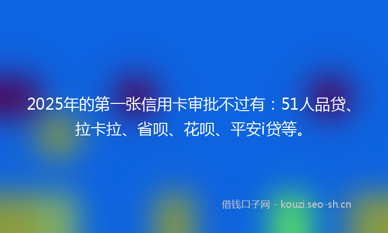 2025年的第一张信用卡审批不过有：51人品贷、拉卡拉、省呗、花呗、平安i贷等。