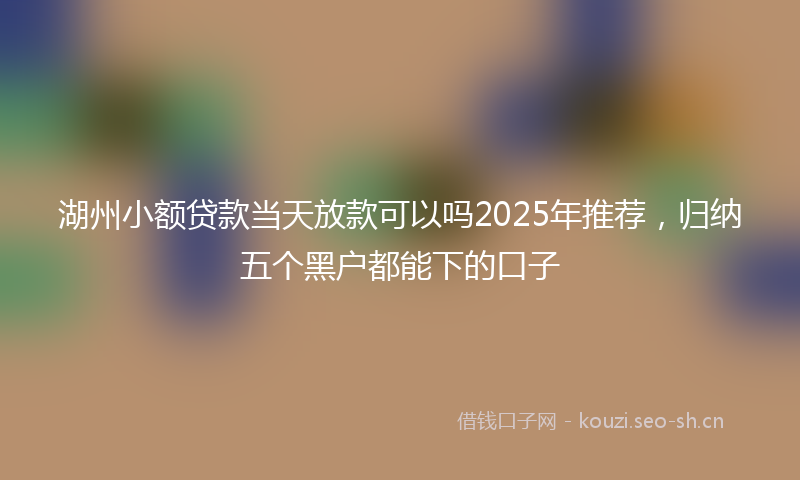 湖州小额贷款当天放款可以吗2025年推荐，归纳五个黑户都能下的口子