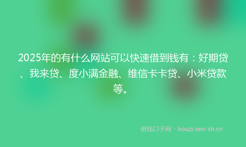2025年的有什么网站可以快速借到钱有：好期贷、我来贷、度小满金融、维信卡卡贷、小米贷款等。
