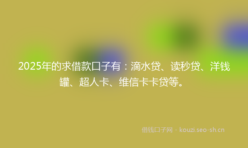 2025年的求借款口子有：滴水贷、读秒贷、洋钱罐、超人卡、维信卡卡贷等。