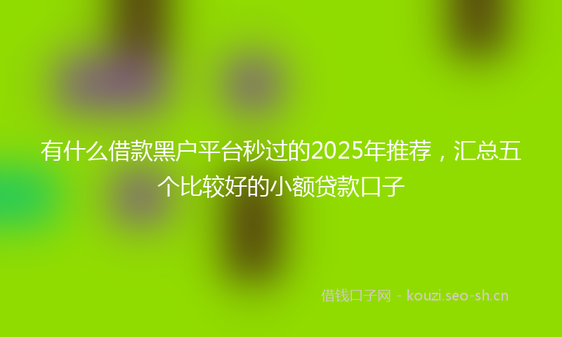 有什么借款黑户平台秒过的2025年推荐，汇总五个比较好的小额贷款口子