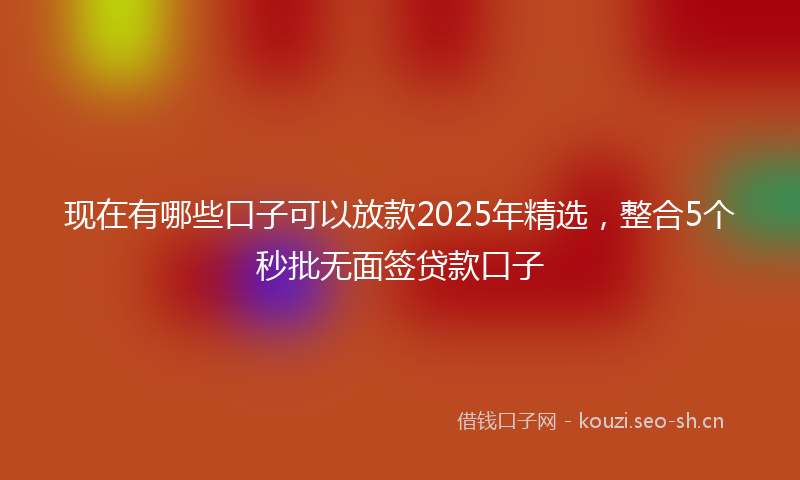 现在有哪些口子可以放款2025年精选，整合5个秒批无面签贷款口子