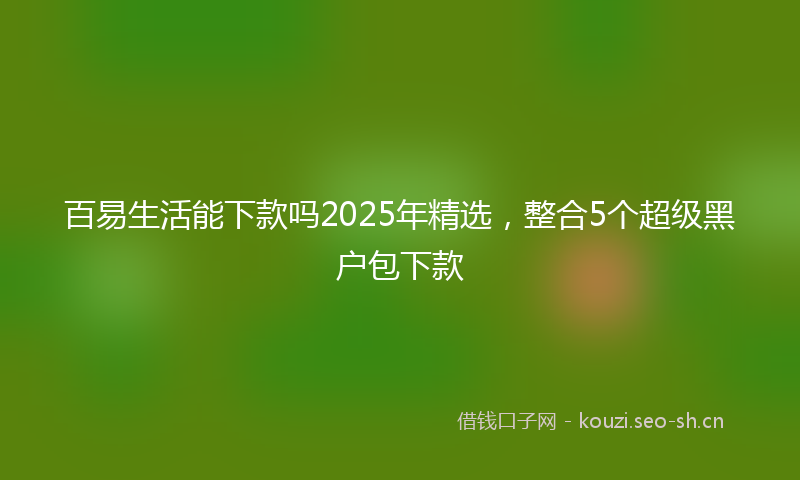 百易生活能下款吗2025年精选，整合5个超级黑户包下款